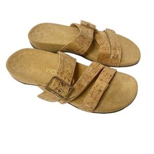 VIONIC Womens Camila Cork Slide Sandals Gold Accent Women's Size 7 Comfort